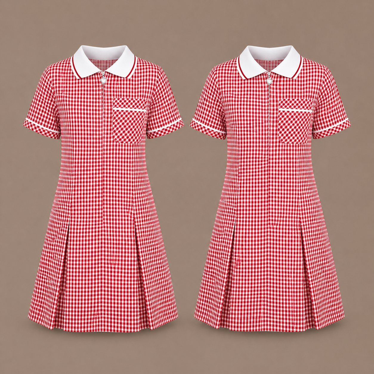 Pack of 2 Girls Gingham Check Pleated Dress | 7 Colours