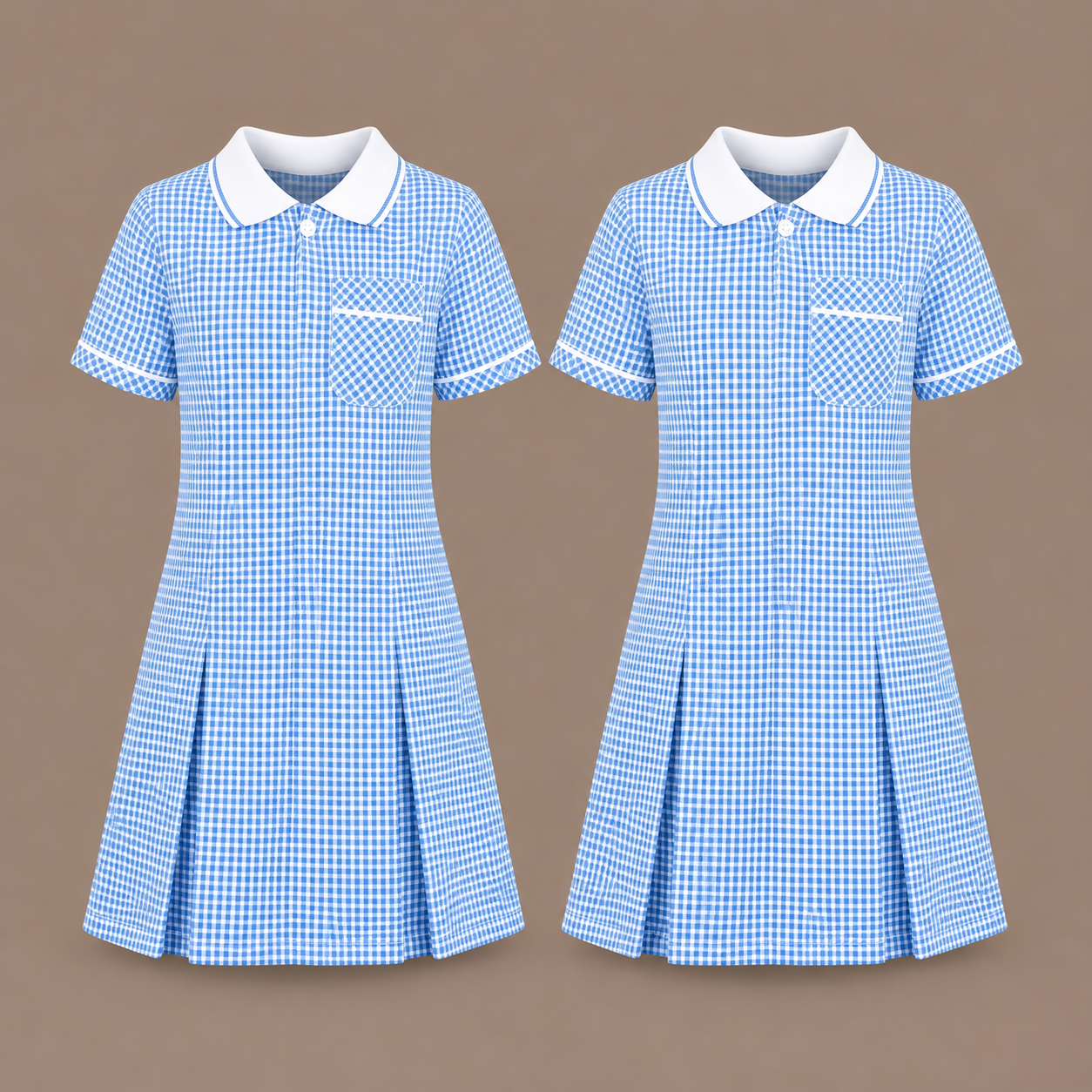 Pack of 2 Girls Gingham Check Pleated Dress | 7 Colours