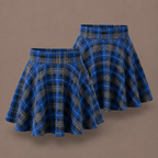 Pack of 2 Girls Tartan Check Pull-On Skater Skirts | Red & Blue