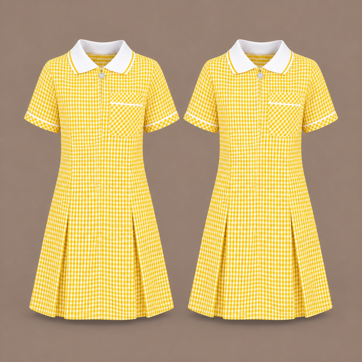 Pack of 2 Girls Gingham Check Pleated Dress | 7 Colours