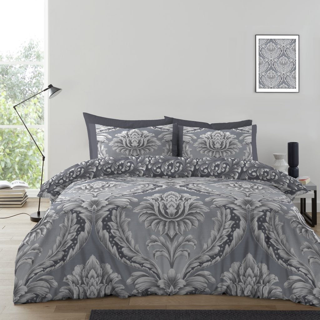 Maria Damask Printed Duvet Cover Set | Poly Cotton