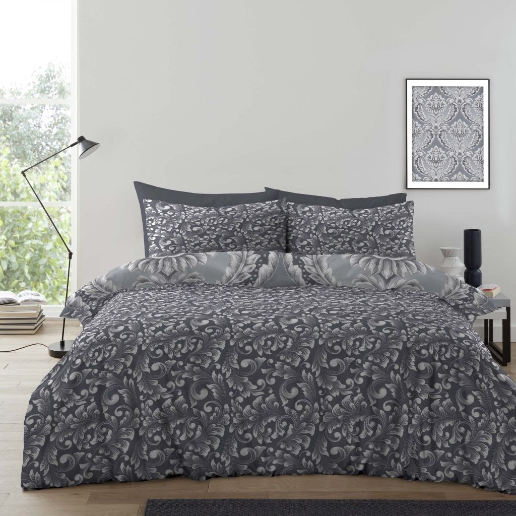 Maria Damask Printed Duvet Cover Set | Poly Cotton