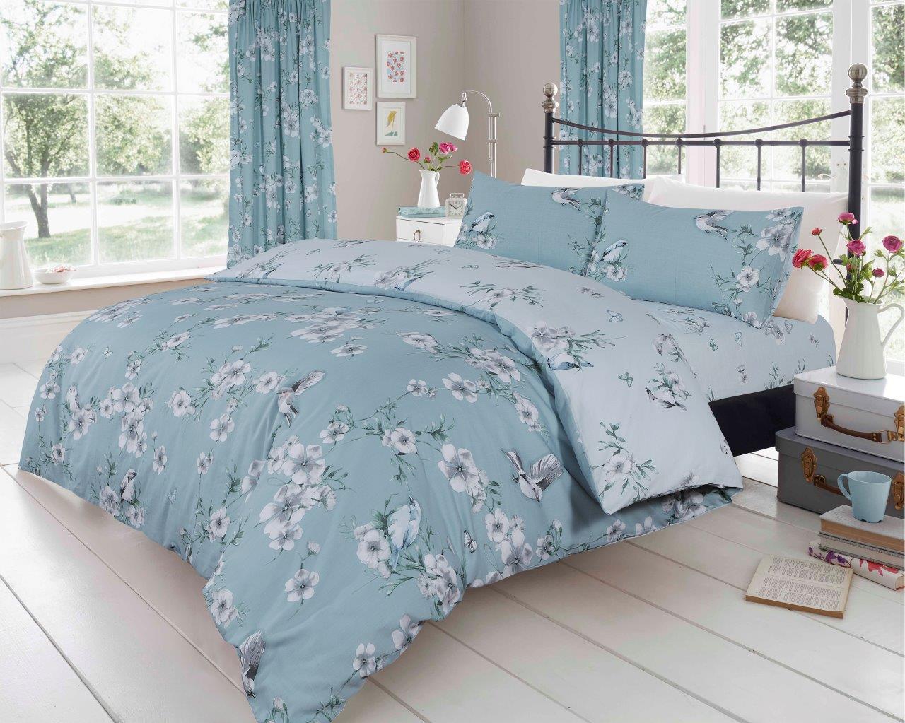 Birdie Blossom Printed Duvet Cover Set |  5 Colours