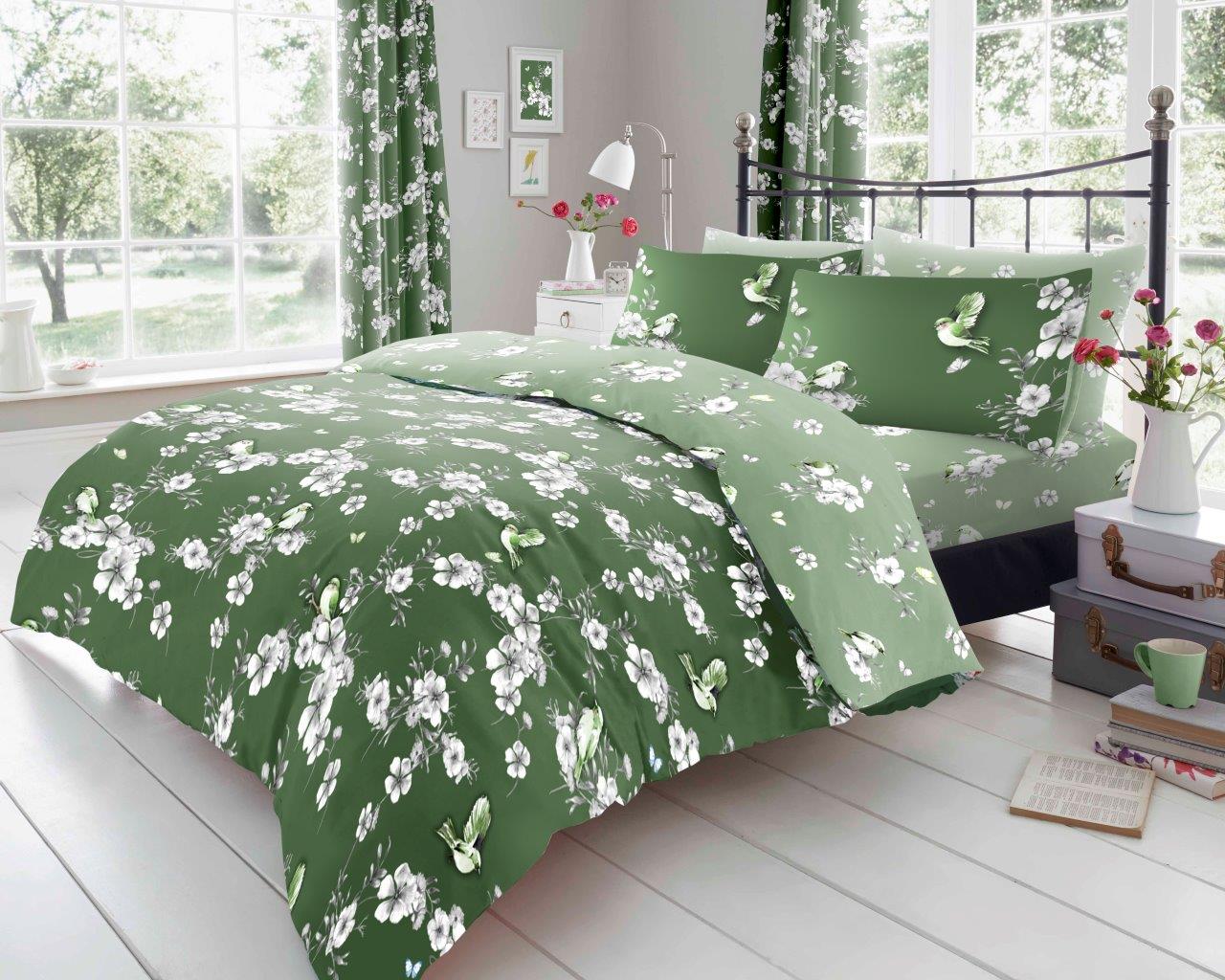 Birdie Blossom Printed Duvet Cover Set |  5 Colours