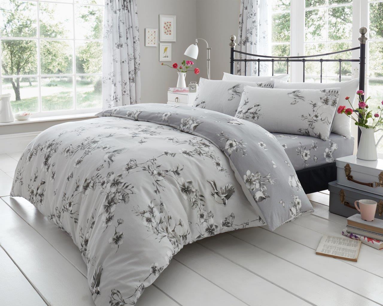 Birdie Blossom Printed Duvet Cover Set |  5 Colours