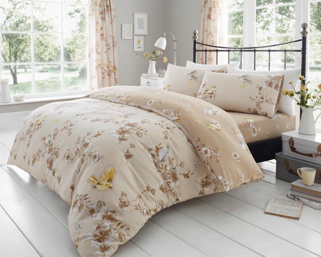 Birdie Blossom Printed Duvet Cover Set |  5 Colours
