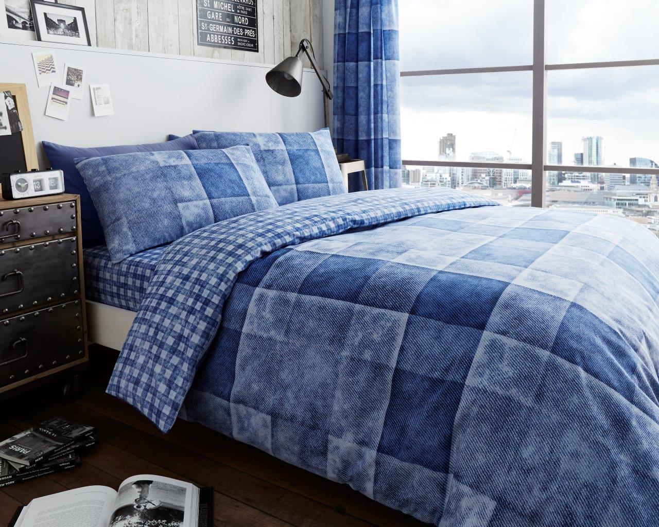 Denim Check Duvet Cover Set | 3 Colors