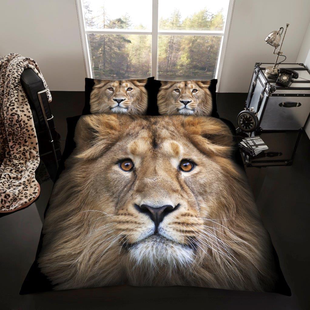3D Lion Printed Duvet Cover Set