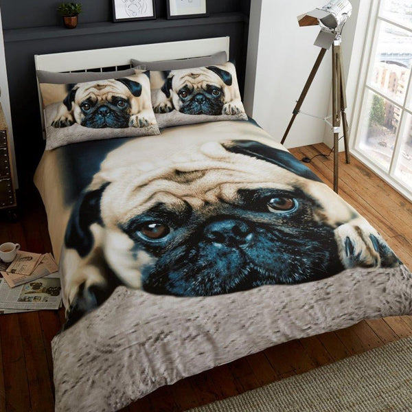 3D Sweet Pug Printed Duvet Cover Set