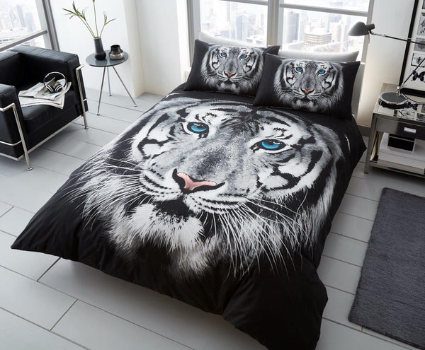 3D Tiger White Face Printed Duvet Cover Set