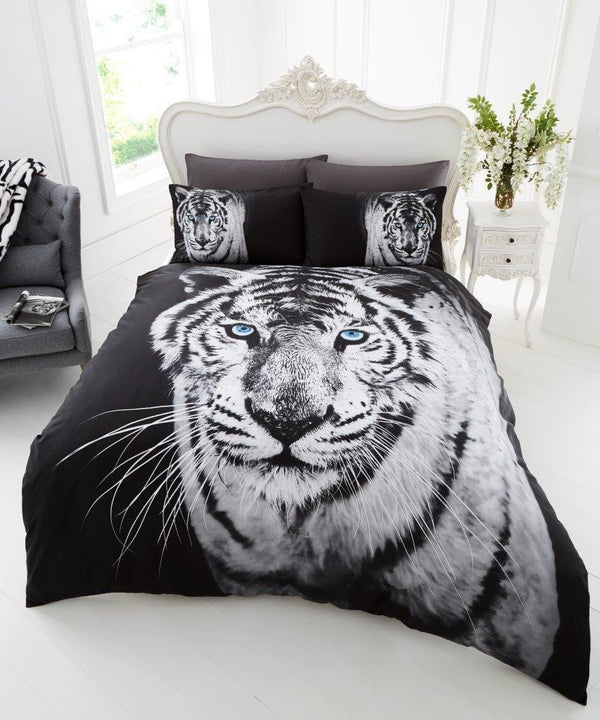 3D White Tiger Printed Duvet Cover Set