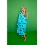 Pin Stripe Jumbo Beach Towel | Aqua & Pink | 200CM × 100CM