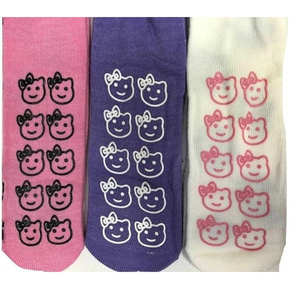 Girls Kitty Cat Thermal Grip Socks