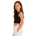 Black Stretchy Sleeveless Crop Top
