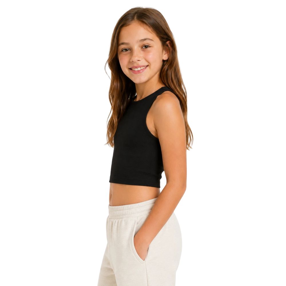 Black Stretchy Sleeveless Crop Top
