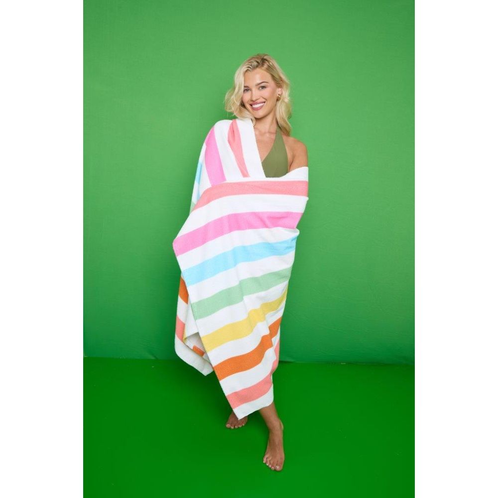 Pastel Stripe Multi Jumbo Beach Towel | 200CM × 100CM