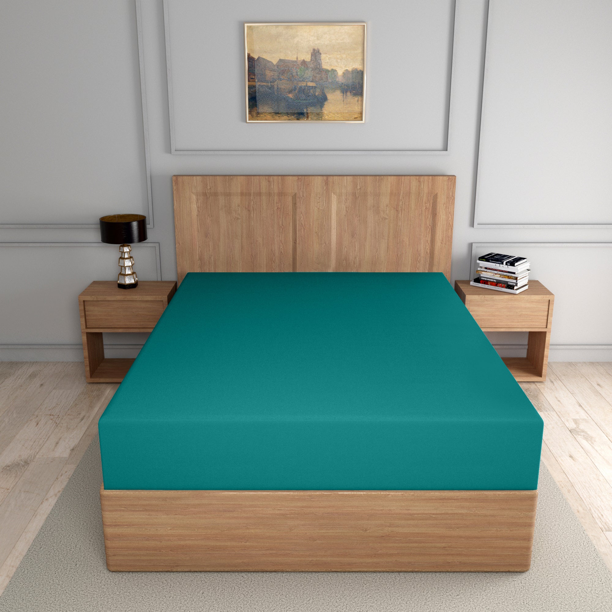 easy care PC fitted sheet teal
