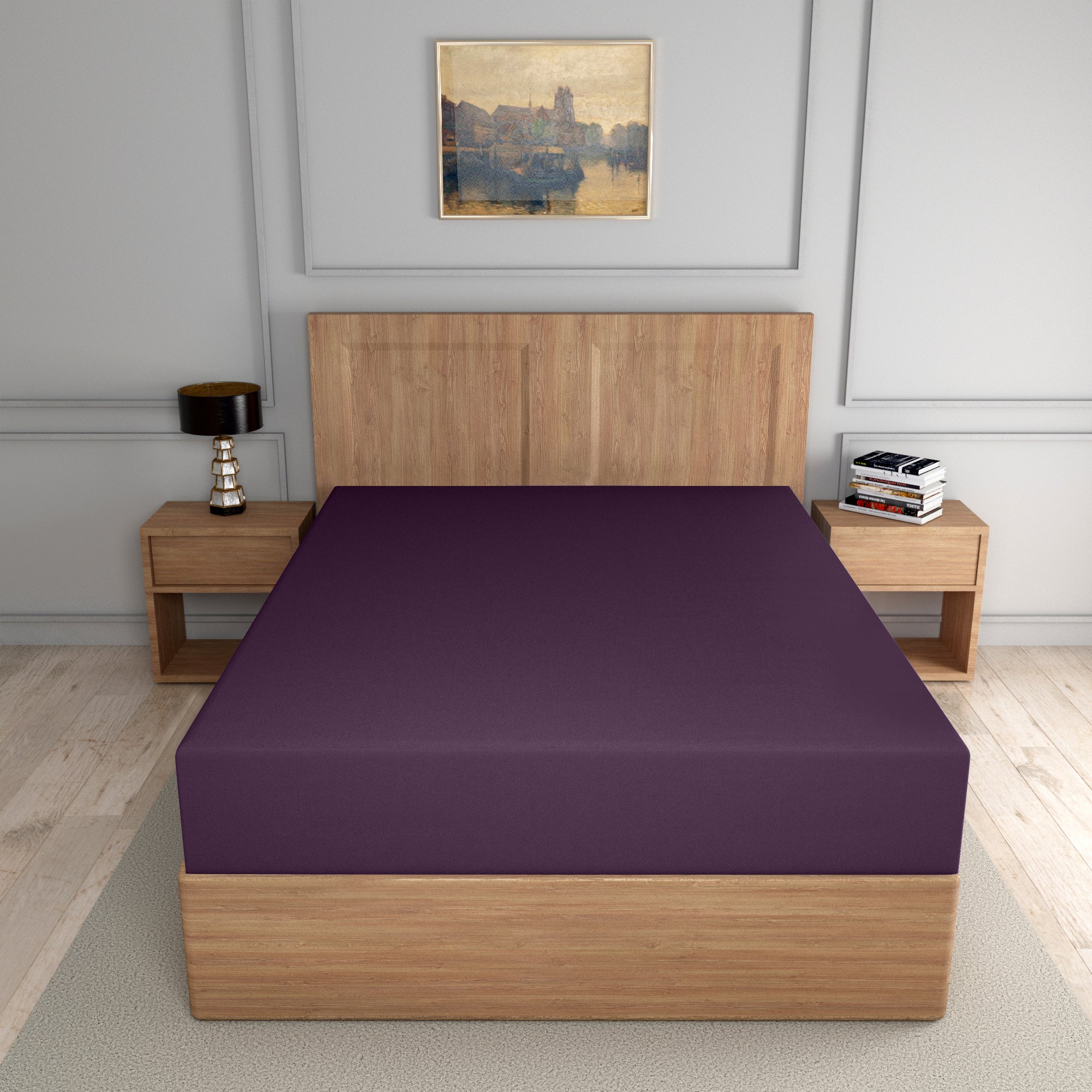 easy care PC fitted sheet plum