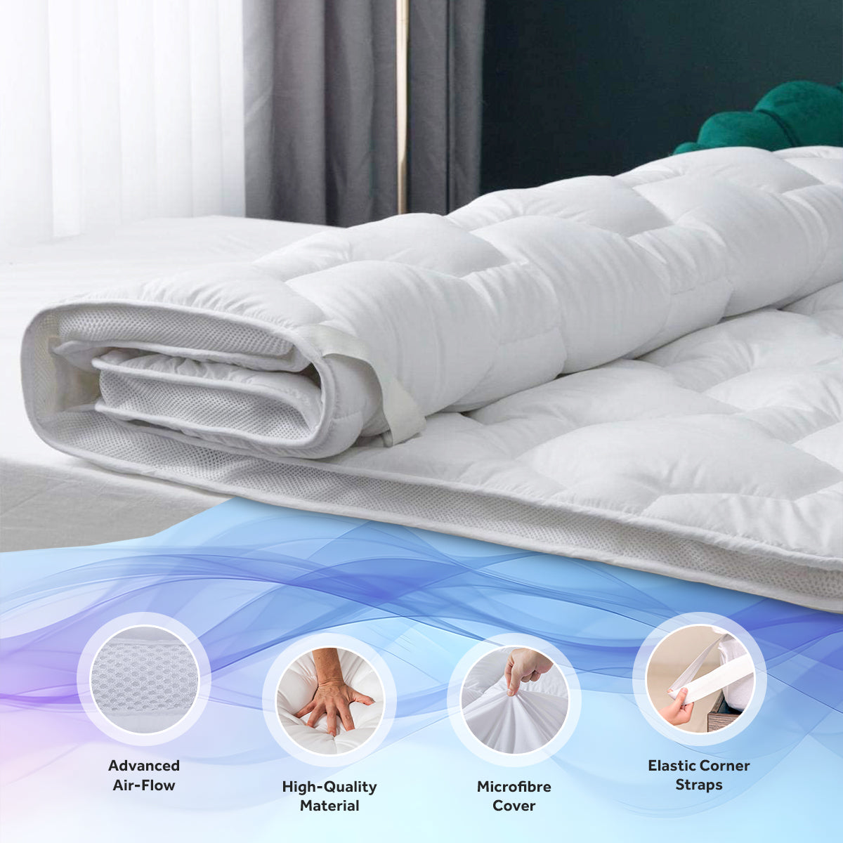5CM Air Flow Microfibre Mattress Topper
