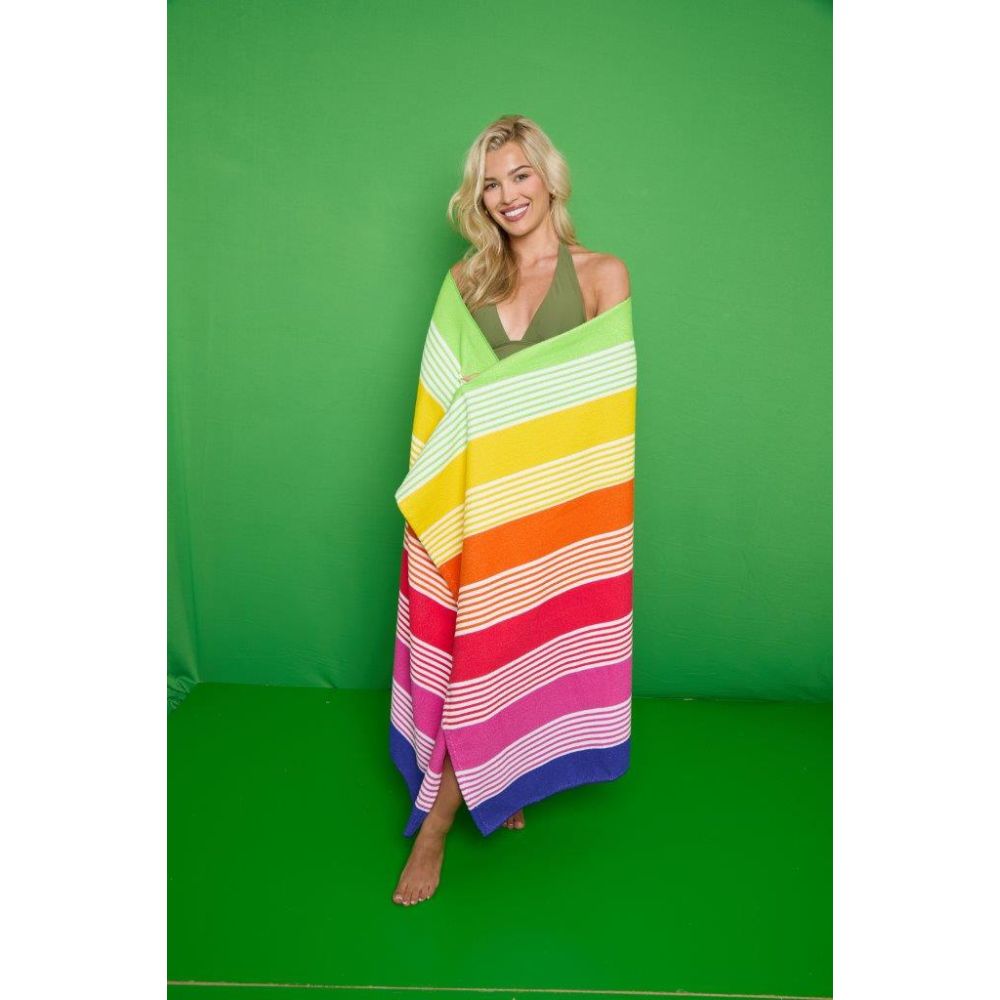 Rainbow Stripe Multi Jumbo Beach Towel | 200CM × 100CM