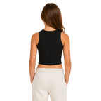 Black Stretchy Sleeveless Crop Top