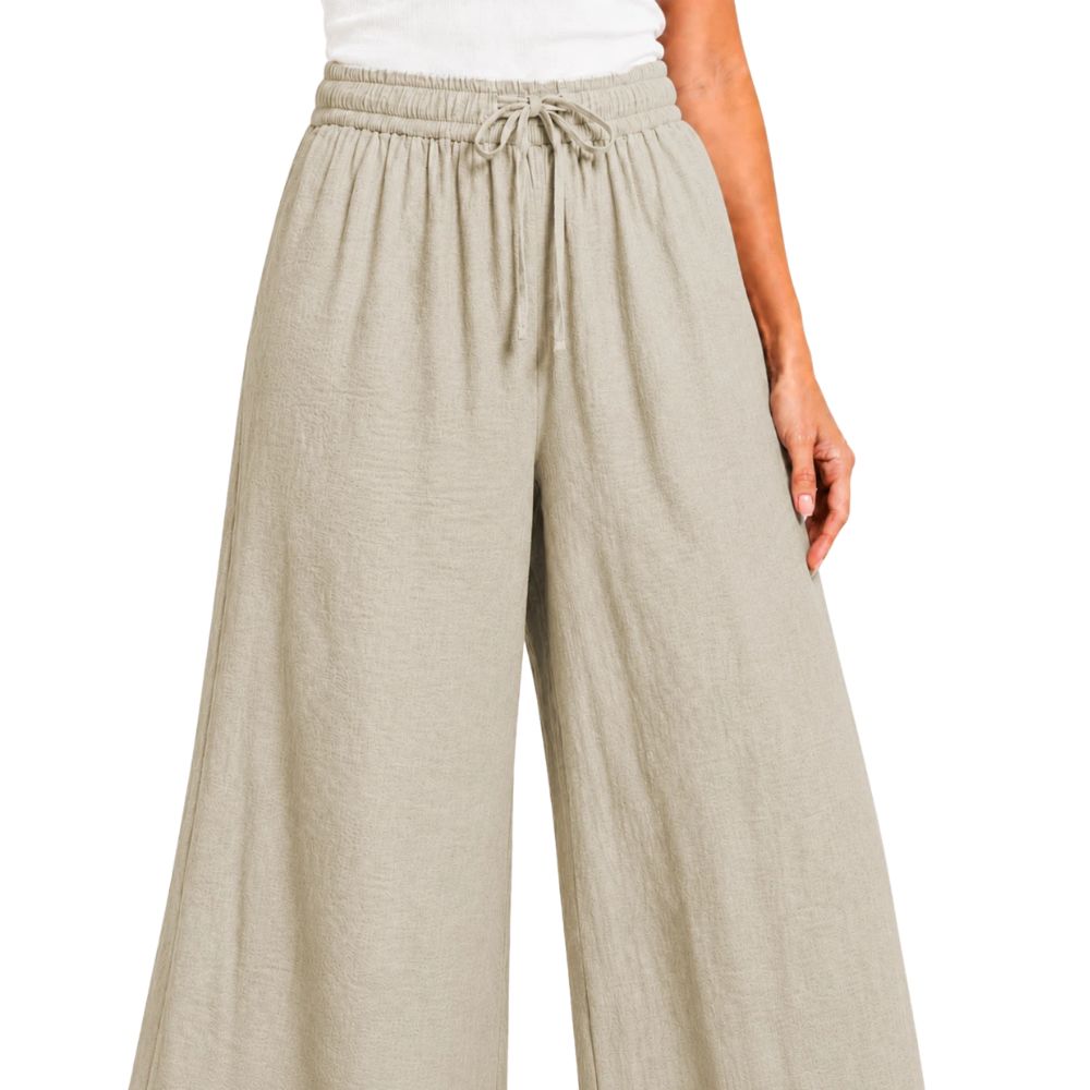 Linen Wide Leg Palazzo Trousers | 4 Colours