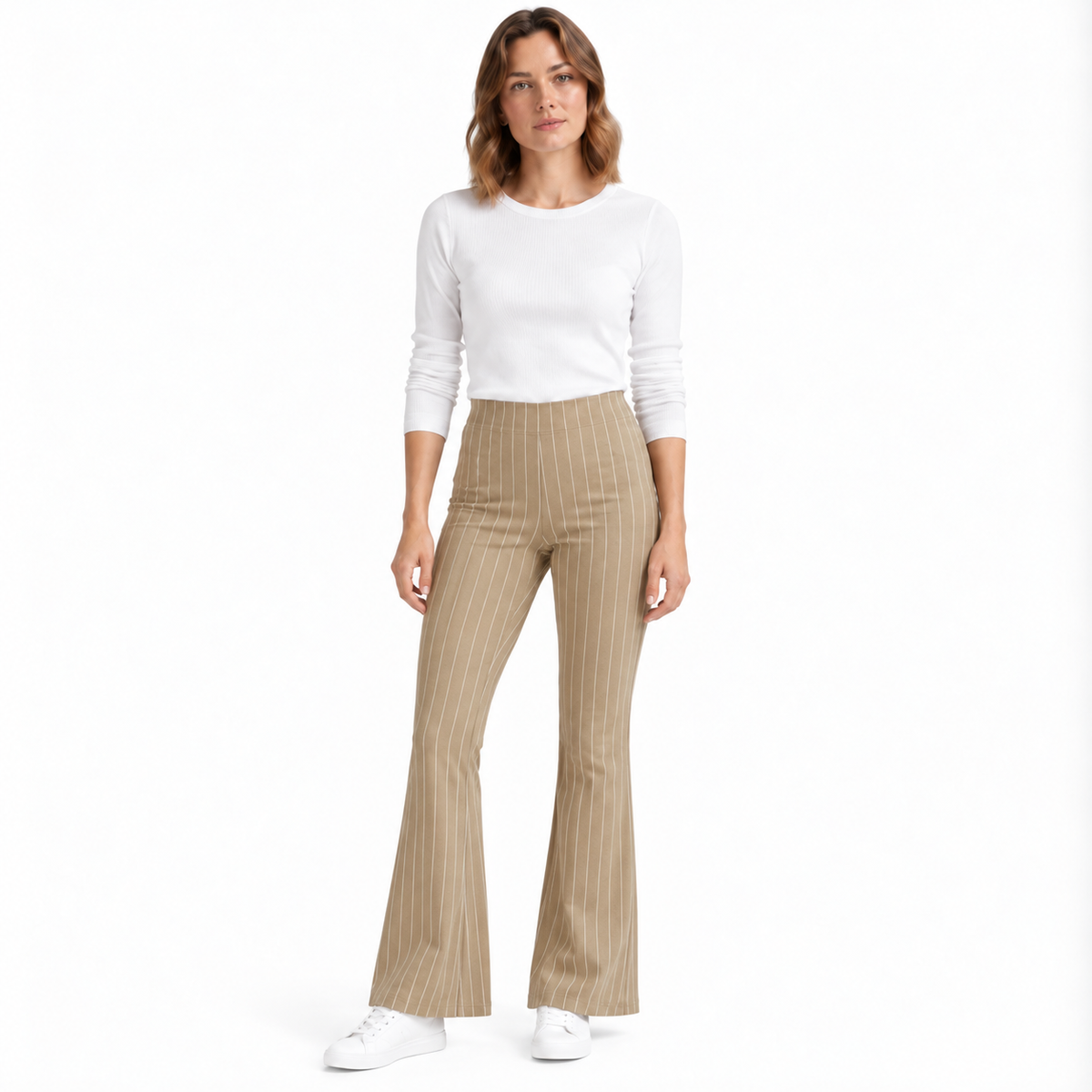 Stripe Jersey Pull-On Bootleg Trousers | 3 Colours