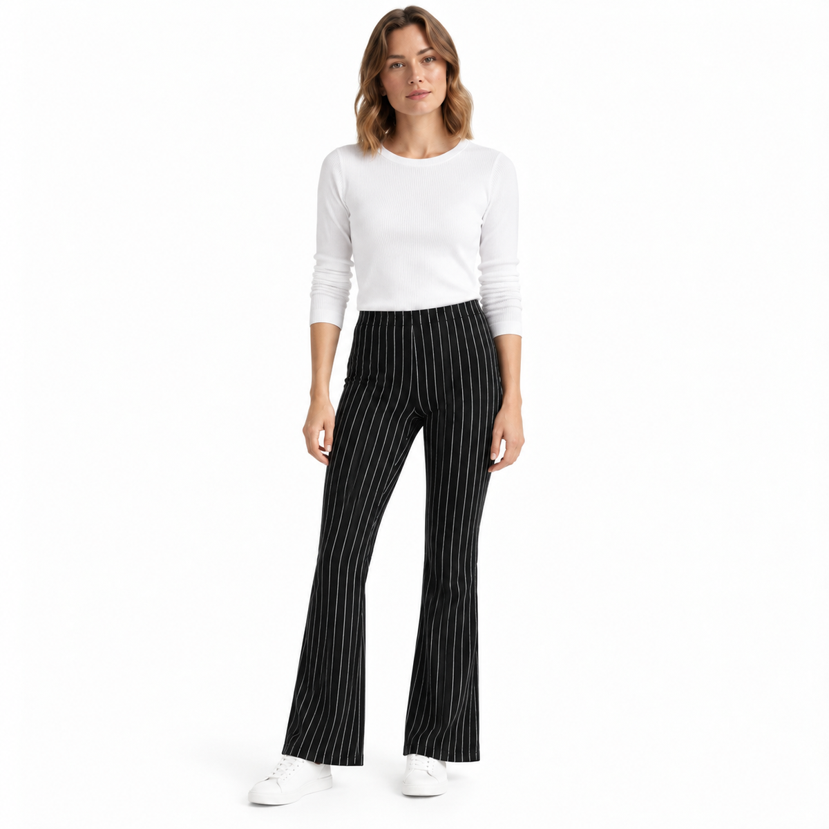 Stripe Jersey Pull-On Bootleg Trousers | 3 Colours