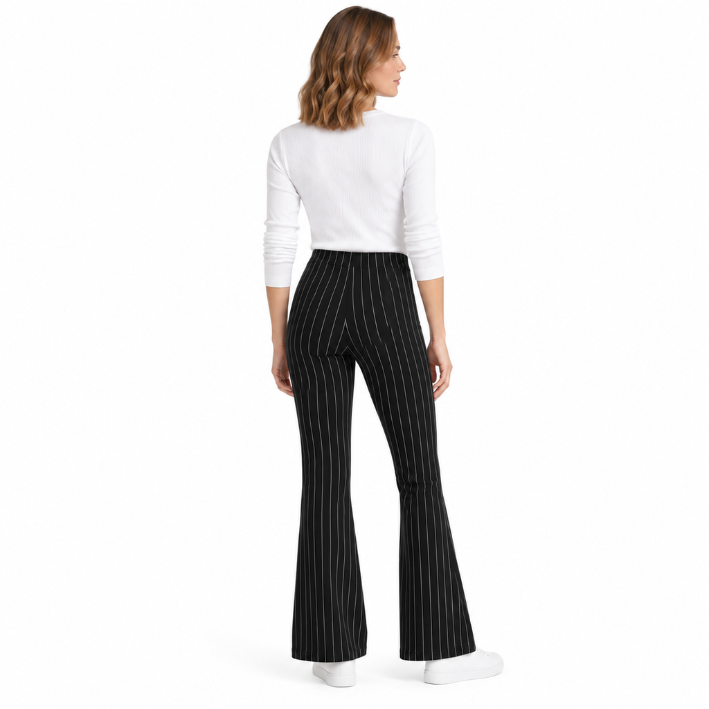 Stripe Jersey Pull-On Bootleg Trousers | 3 Colours