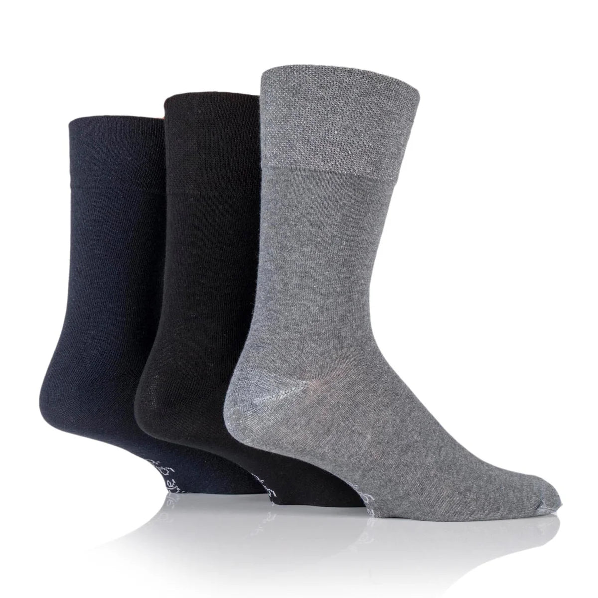 Men’s Gentle Grip Grey/Black/Navy Cotton Rich Socks