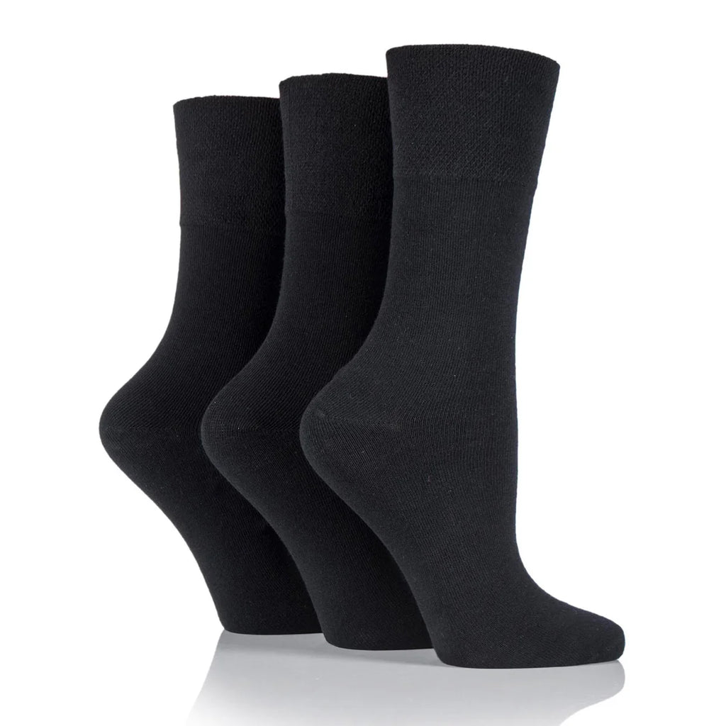 Women Black Gentle Grip Cotton Rich Socks