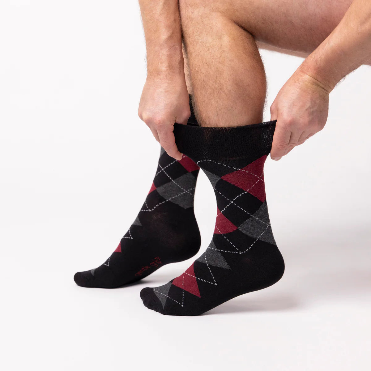 Men’s Black Argyle Gentle Grip Cotton Rich Socks