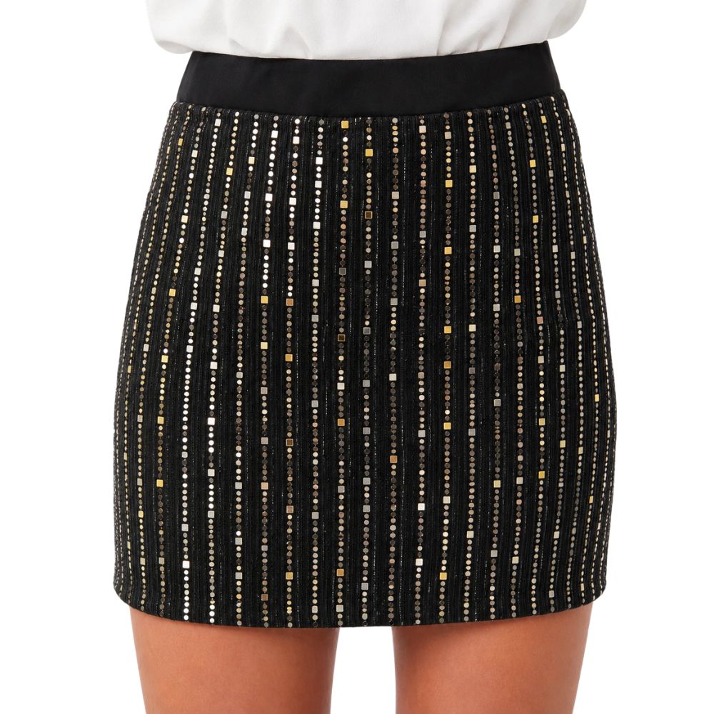 Girls Sparkly Sequin Mini Skirt | Black & Grey