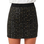 Girls Sparkly Sequin Mini Skirt | Black & Grey