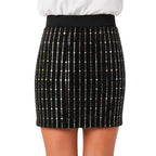 Girls Sparkly Sequin Mini Skirt | Black & Grey