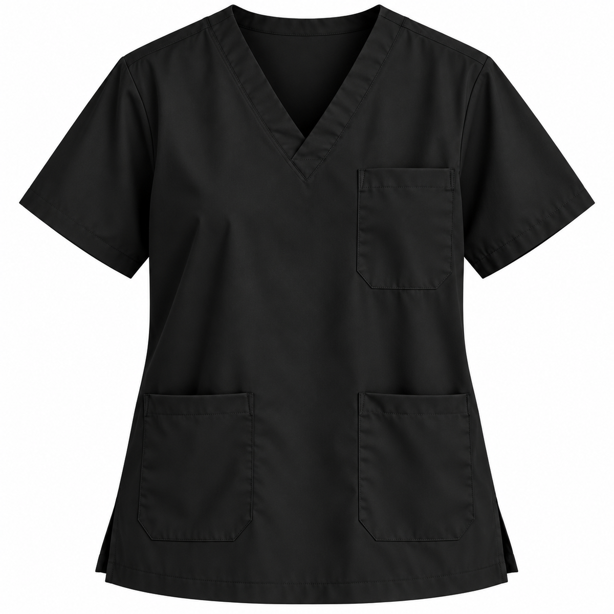 Black women's V-neck medical scrub top