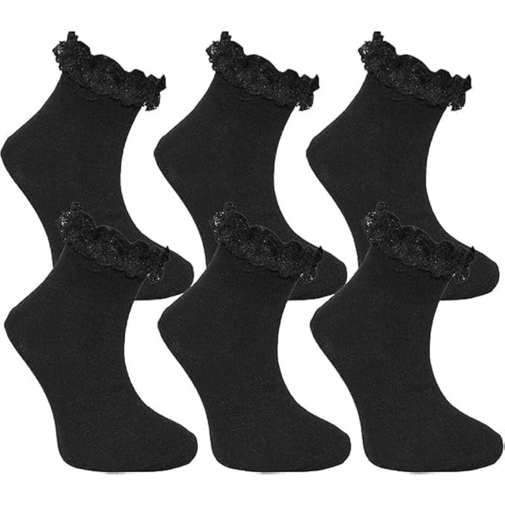 Girls Ruffled Trim Frilly Lace Socks | 4 Colours