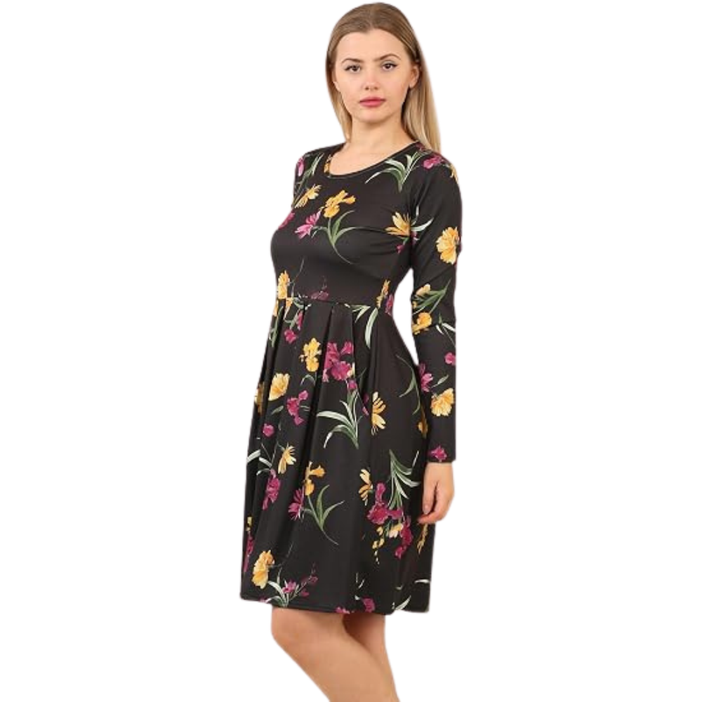 Black Floral Tunic Top view 2
