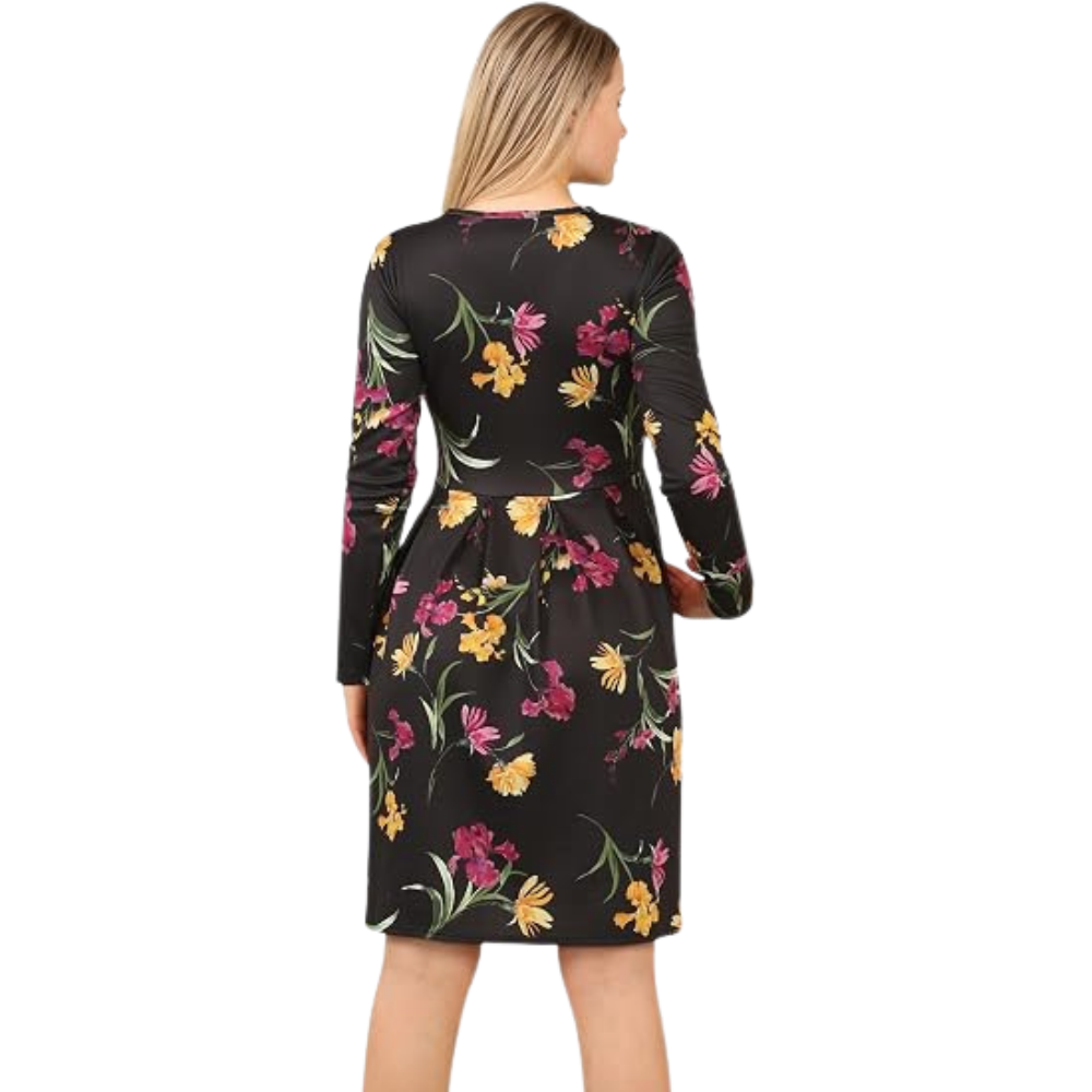 Black Floral Tunic Top view 3