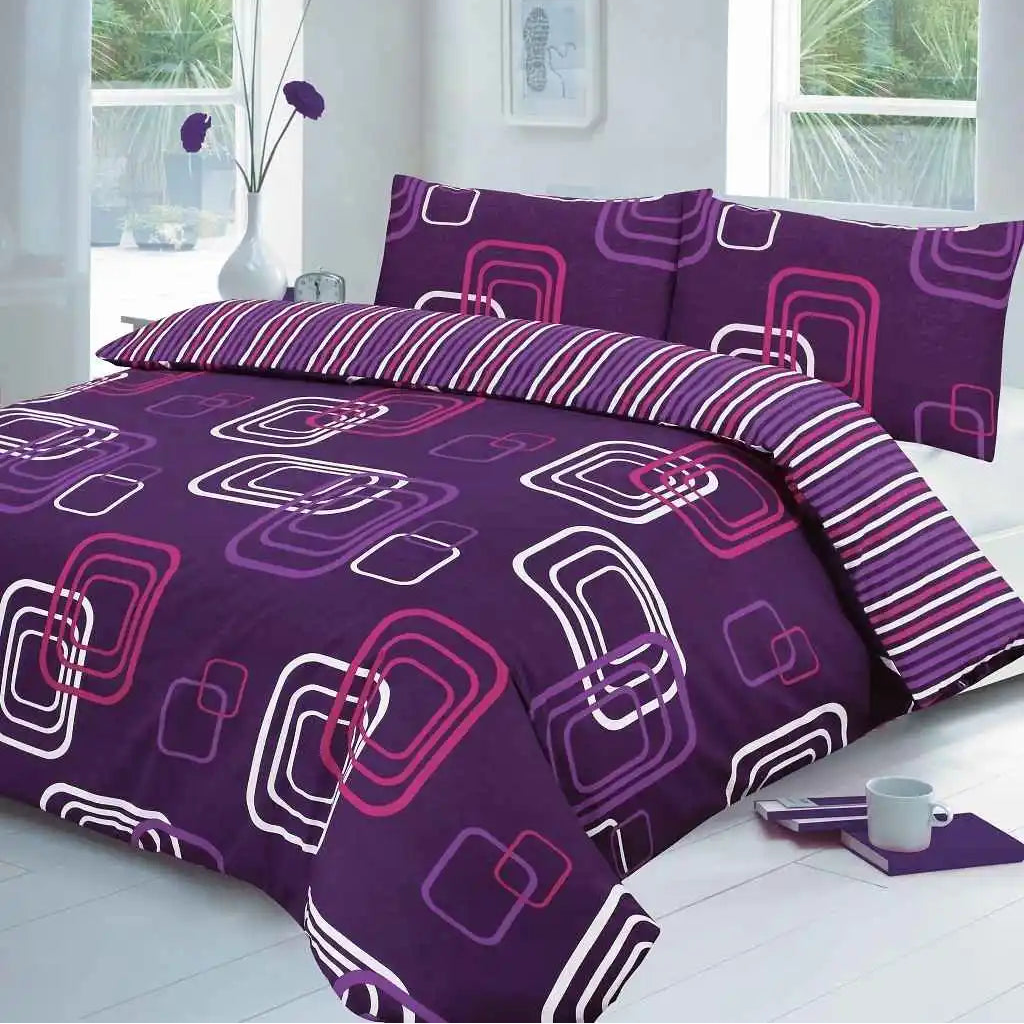 blake printed duvet cover set aubergine