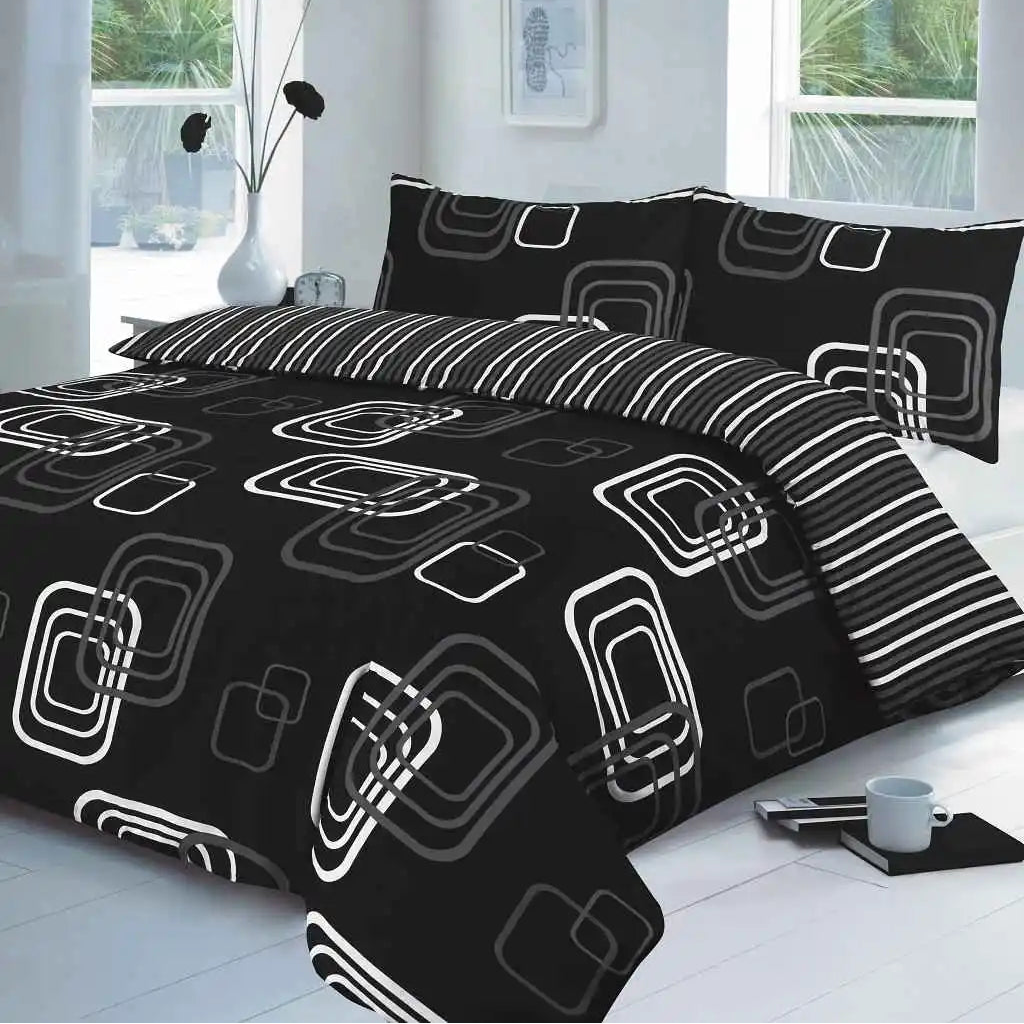 blake printed duvet cover set black