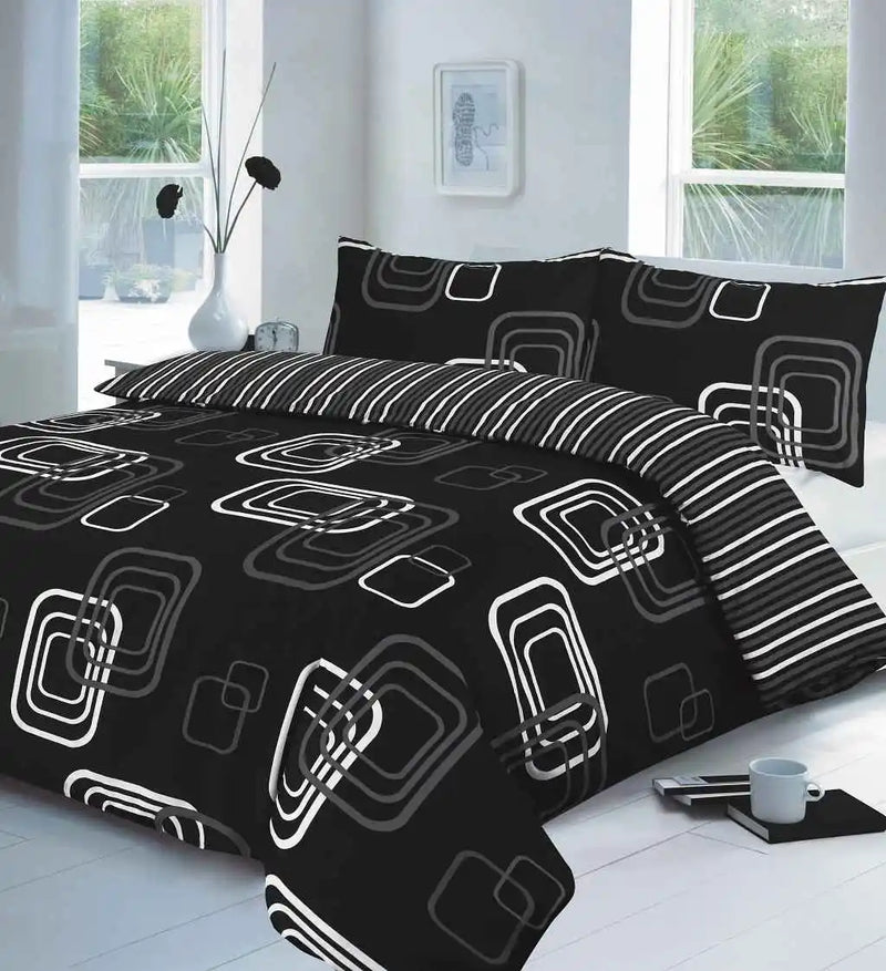 blake printed duvet cover set black