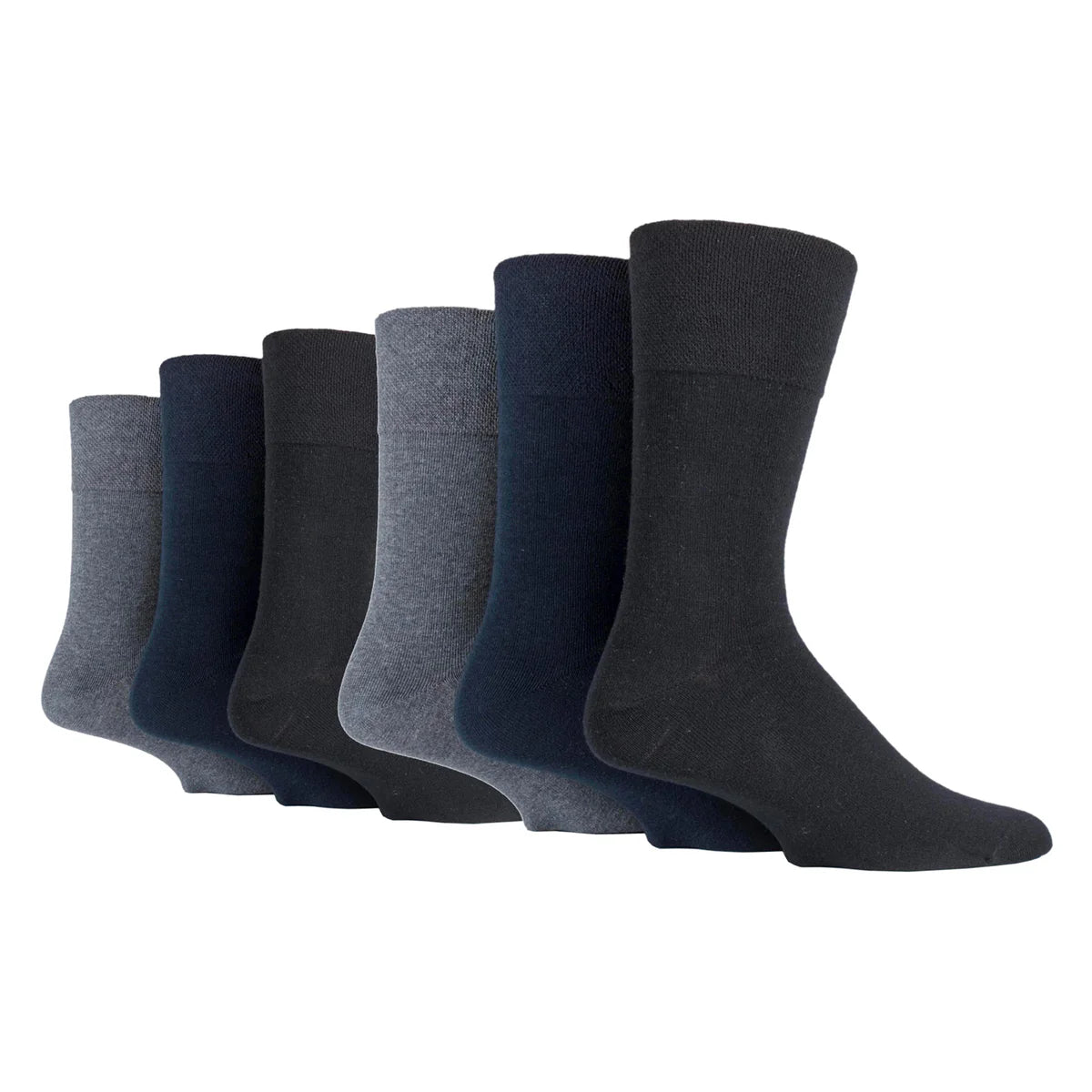 Men’s Black/Navy/Grey Diabetic Gentle Grip Cotton Rich Socks