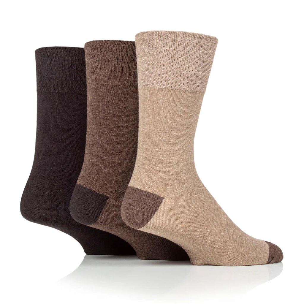 Men’s Brown Natural Apex Gentle Grip Cotton Rich Socks