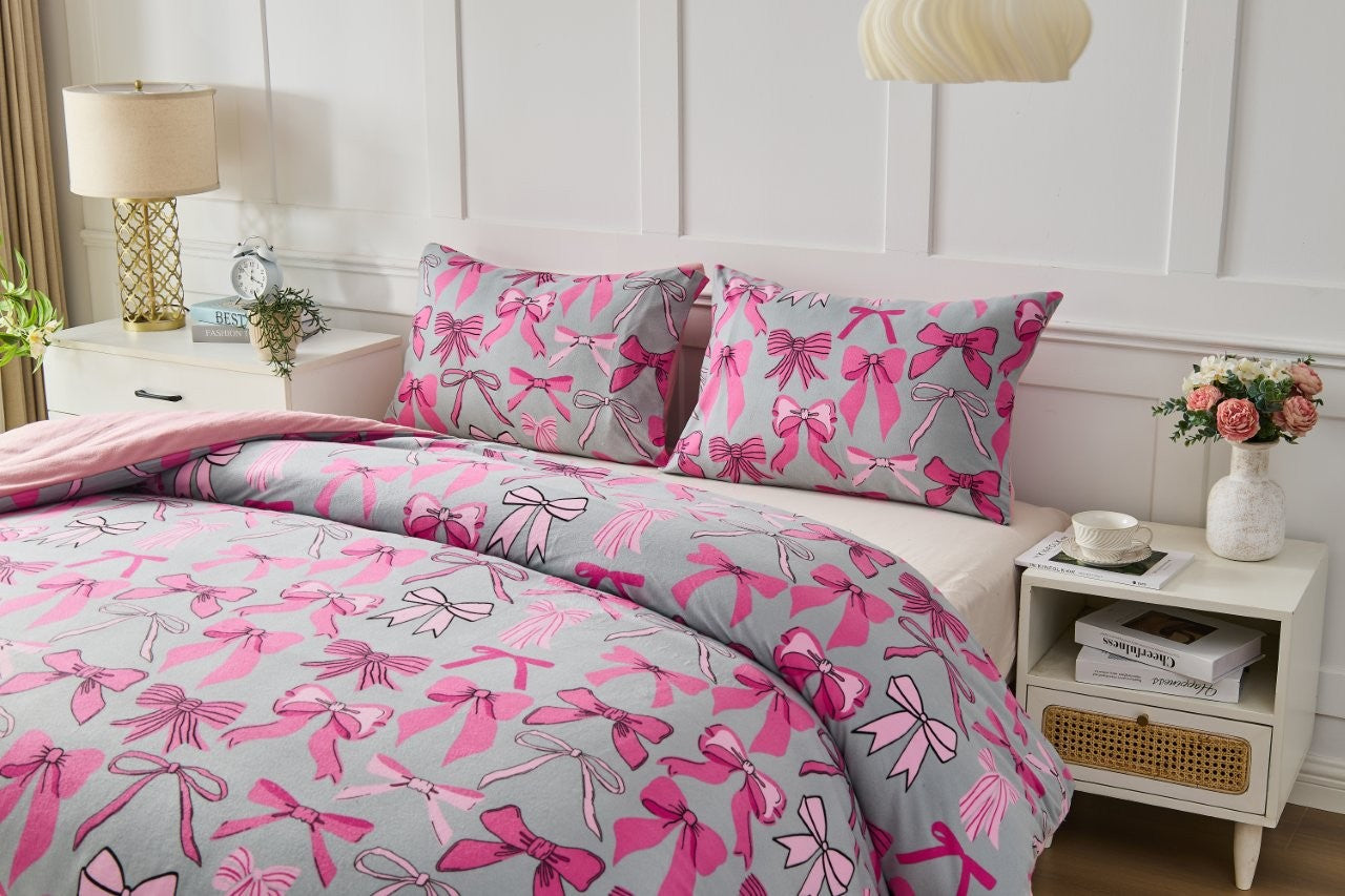 Bess Bows Soft Touch Printed Duvet Cover Set