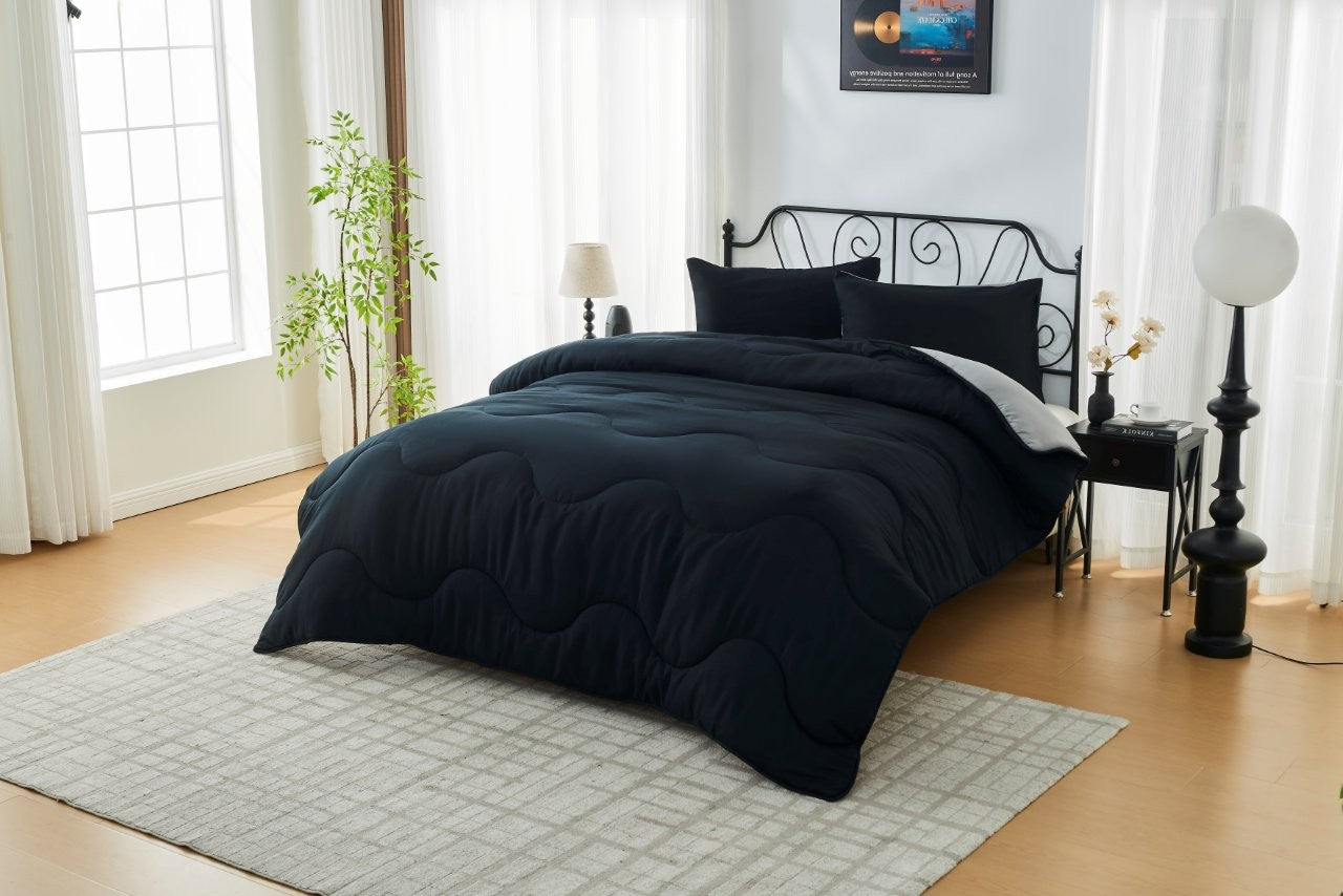 Black / Grey Coverless Duvet & Pillowcases Set | TOG 10.5