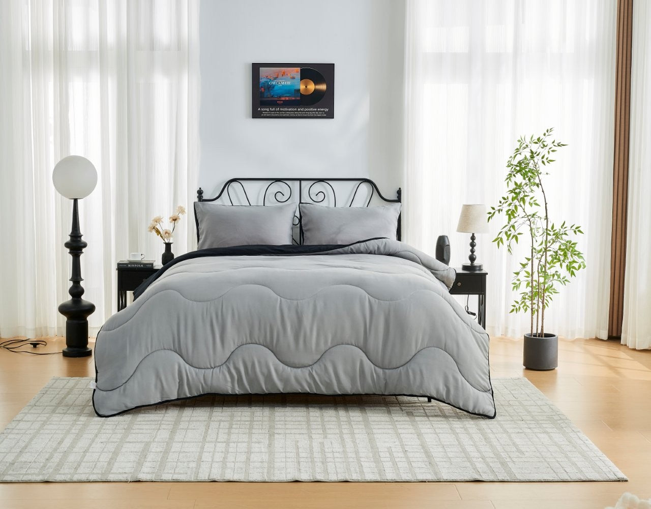 Black / Grey Coverless Duvet & Pillowcases Set | TOG 10.5