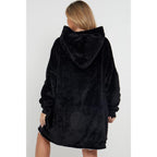 Black Sherpa Fleece Oversized Blanket Hoodie