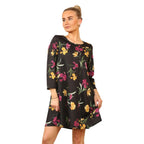 Black Floral Casual Loose Swing Summer Dress