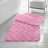 Blocks memory foam bath mat set pink